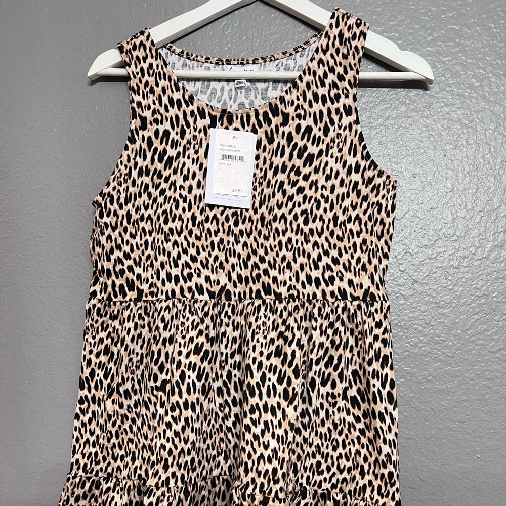 LOVE, FIRE Tank Top Tiered Leopard Print NWT Sz Large